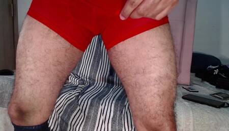 Man with His Very Hard Cock Trying to Urinate
