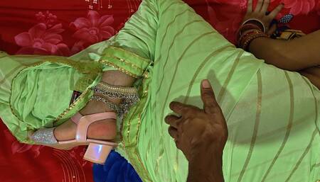 cute saree bhabhi gets naughty with her father in law for rough and hard sex on her back