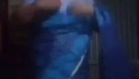 Gouthami reddy manthena removing blue saree and showing Red bra with hot milky boobs