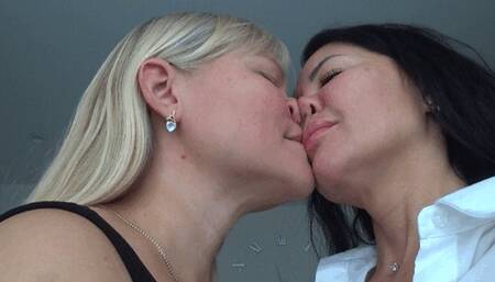 squish each ot her noses flat A c