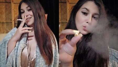 Oh, no, am I smoking with my pajama top unbuttoned too far?