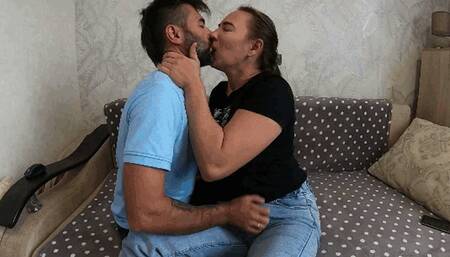 Sensual hot kissing with my boot slave k