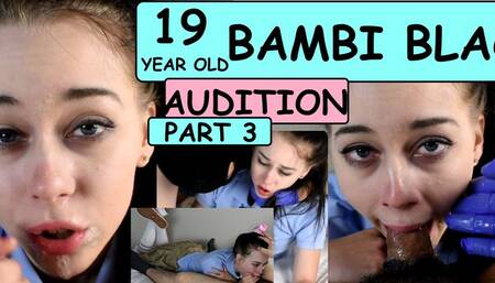 19 year old Bambi Black AUDITION Part (Clip) #3 sensual Kissing fucking blowjob dirty talking role playing with CREEPY old man
