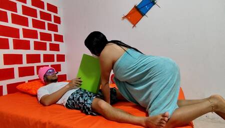 Young stepmother seducing her illiterate stepson just for his big cock