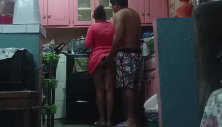 My mother-in-law was in the kitchen making food and he came in and fucked her doggy style.