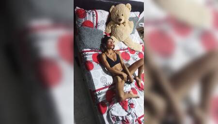 She gets wetter and wetter while playing with her clitoris.