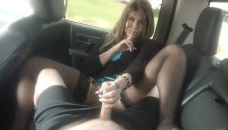 Step-Mom jerks you off in the car on a two day family road trip, Step-Dad unaware - Day 1 WMV