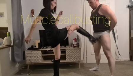 Françoise hard ballbusting kicks and stomps