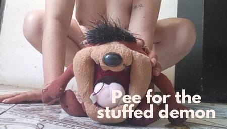 Peed-up plush demon