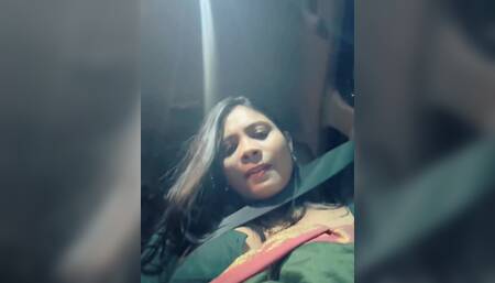 Show Big Boobs in Car When Going to Drive.