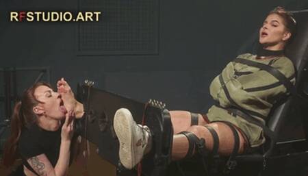 Pandora - Foot Tickled in Straitjacket and Stocks by Brittany and John (FULL HD MP4)