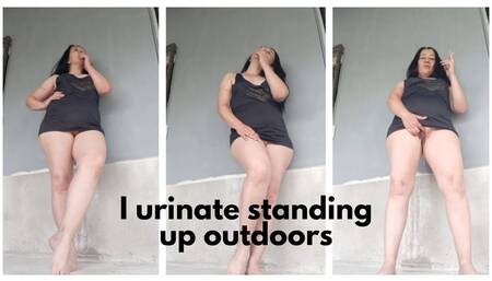 I urinate standing up outdoors