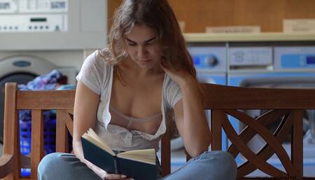 sweet girl with puffy nipples showing her breasts and pussy in public