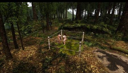 Topless big tit female wrestling in the jungle tag team match 2 HD