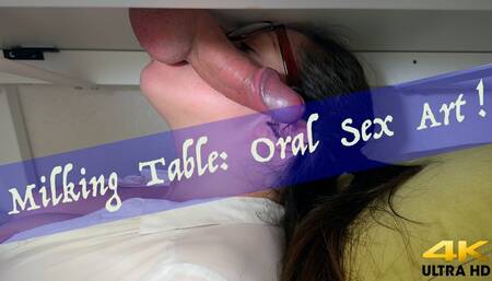 4K Milking Table: Oral Sex Art in Glasses N Office Attire