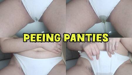 Peeing in my white thong