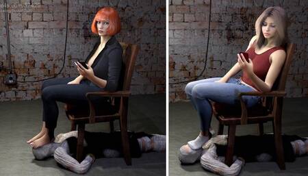 The Female Feet Smelling Chair 2 - Mummified Slave