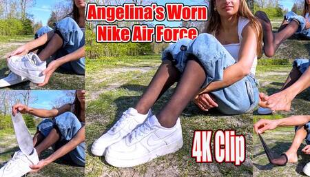 4k fps | Angelina Nike Air WMNS Barefoot Nylon Feet Close-Up – Sweaty Soles, Dirty Insoles, Toe Prints