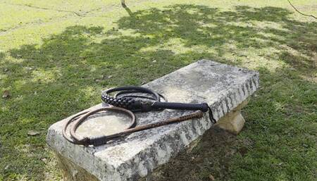 AFQ No Mercy No Safeword bullwhipping outdoors by Milah