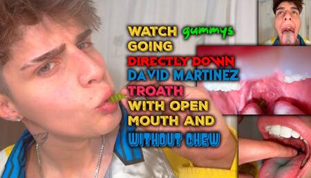 Macro vore David Martinez swallows tiny person with open mouth you can see the going down