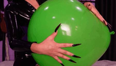 Playing with balloon in latex, riding it, and long nails scratching (small4phone)