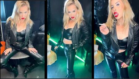 Your Leather Queen Chain smokes marlboro red