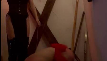 Spanking the slave in the dungeon