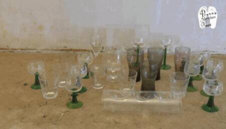 Drinking Glasses under metal heel Pumps