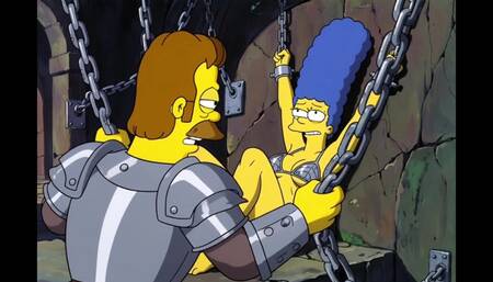 Slut in Chains Takes His Cum. Erotic Fantasy. Cartoon Parody of the Simpsons
