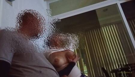 My roommate gropes my tits and ass, then I suck his juicy black cock