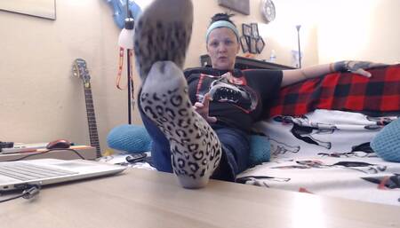 Socks wrinkled soles long toenails