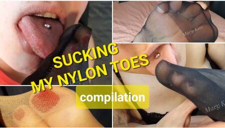 sucking my nylon toes compilation