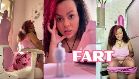 Chubby Ebony Giantess Fart Domination Punishes Tiny Man