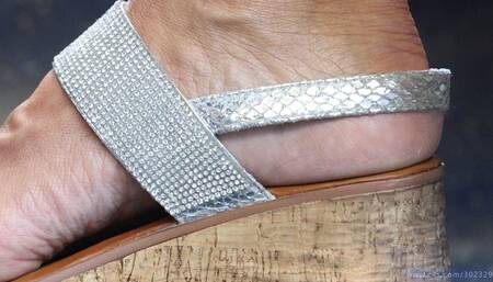 Ignoring foot fetish admiration, hot feet, nice sandals, heel skin close-up