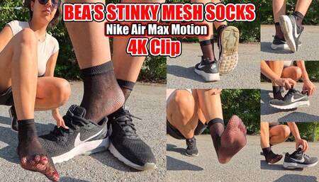 4k | WORN-OUT NIKE AIR MAX MOTION POV VR 8K 4K – BEA’S STINKY MESH SOCKS RED CHEESE FEET SWEATY FOOT-NOSE EXPLOSION WITH TOE-WIGGLING & STEAMY FOOT SMELL!