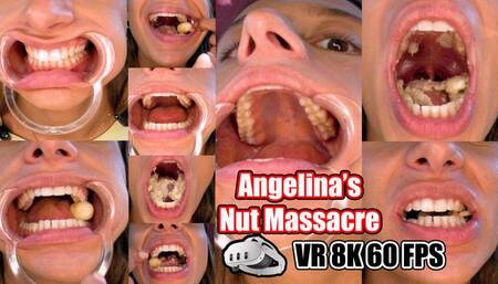 VR 3D 8K - Angelina’s Mouth Fetish Close-Up: Lip Spreader Teeth Tour, Massive Bite Power Crushing Thick Brazil Nuts & Banana chips into Creamy Mush – Open Mouth Chewing, Saliva Mix, Swallow Tease for Tooth & Jaw Lovers!