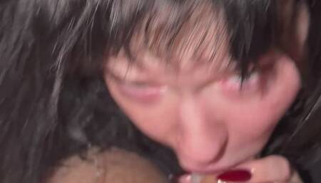 Stepsister wakes stepbrother up with sloppy blowjob