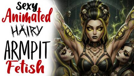 Sexy fantasy animated babe in a dungeon has her hairy armpits checked out by two kinky fetishist lesbian girls