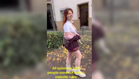 Public Walk in School Uniform and Flashing