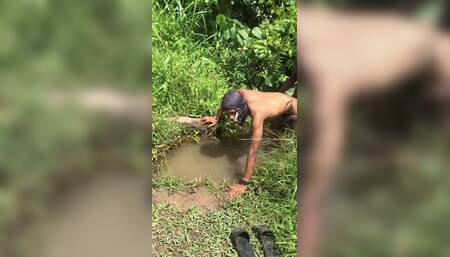 Village boys having sex inside a swamping river
