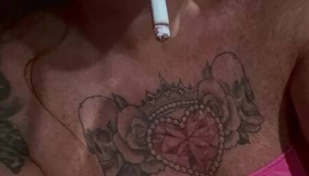 Driving Smoking4 pink tube top