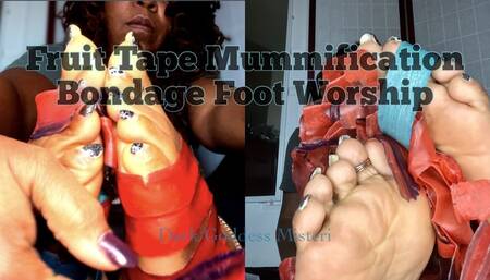 Fruit Tape Mummification Self-Bondage Foot Worship