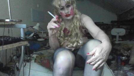 Cum Bucket slag Sarah Fuckpig, poses and smokes like the disgusting slag she truly is
