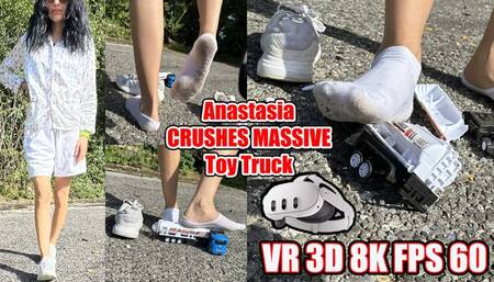 VR 8K 60fps | Anastasia's Sweaty Sock Crushing Rampage: Dirty, Cheese-Scented Feet in Adidas Sneakers Obliterate Giant Toy Truck – Ultimate Fetish Destruction in VR 8K