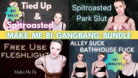 4-Clip Make Me Bi Gangbang Bundle (45 MINS) - Alley Suck Bathhouse Fuck, Spitroasted Park Slut, Tied Up & Spitroasted, Free Use Fleshlight Encouraged Bi Group Sex Fantasies