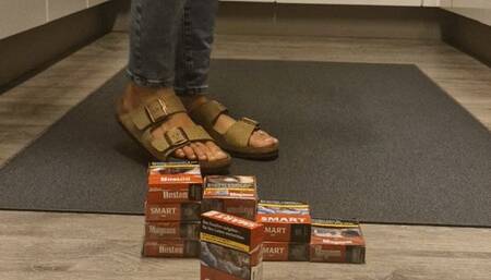 crushing cigarette packs barefoot just for fun