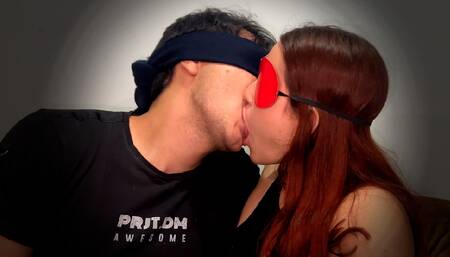 Stepsister deeply kisses her stepbrother with a tongue wet with saliva