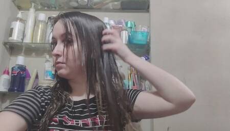 Brushing my wet hair