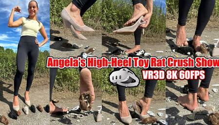 VR 3D 8K 180 60 fps | Angelina in Skin-Tight Leggings & SPARKLY Glitter High Heels gets FURIOUS – 7 naughty toy rats brutally crushed! Sparkly Heels Destruction | Angry Giantess Leggings Crush | Toy Rats Annihilation | No Talking | Glitter Heels