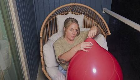 Massive Red Balloon - Tied, Overinflated, and Spontaneous Burst